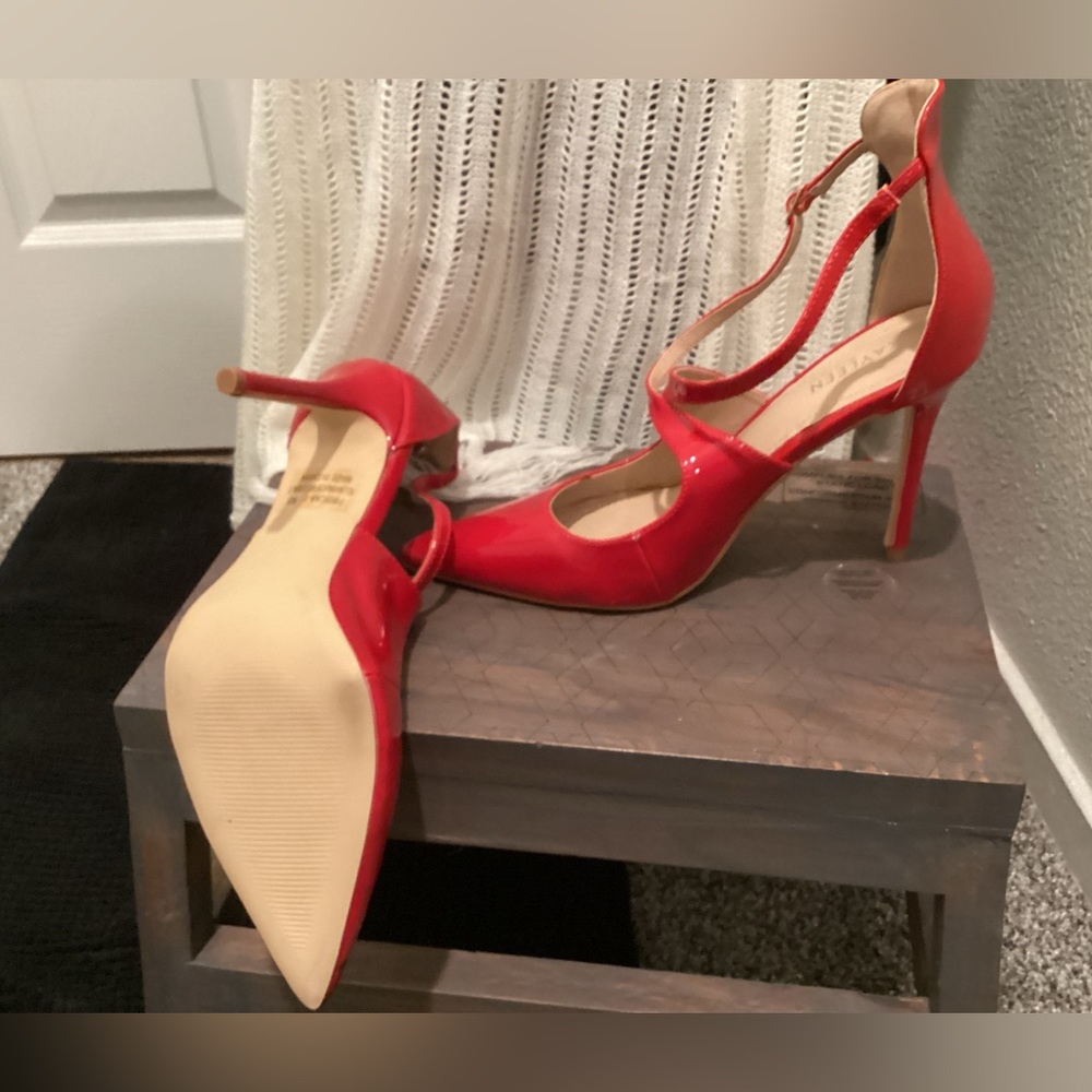 Red Ankle Strap Pumps